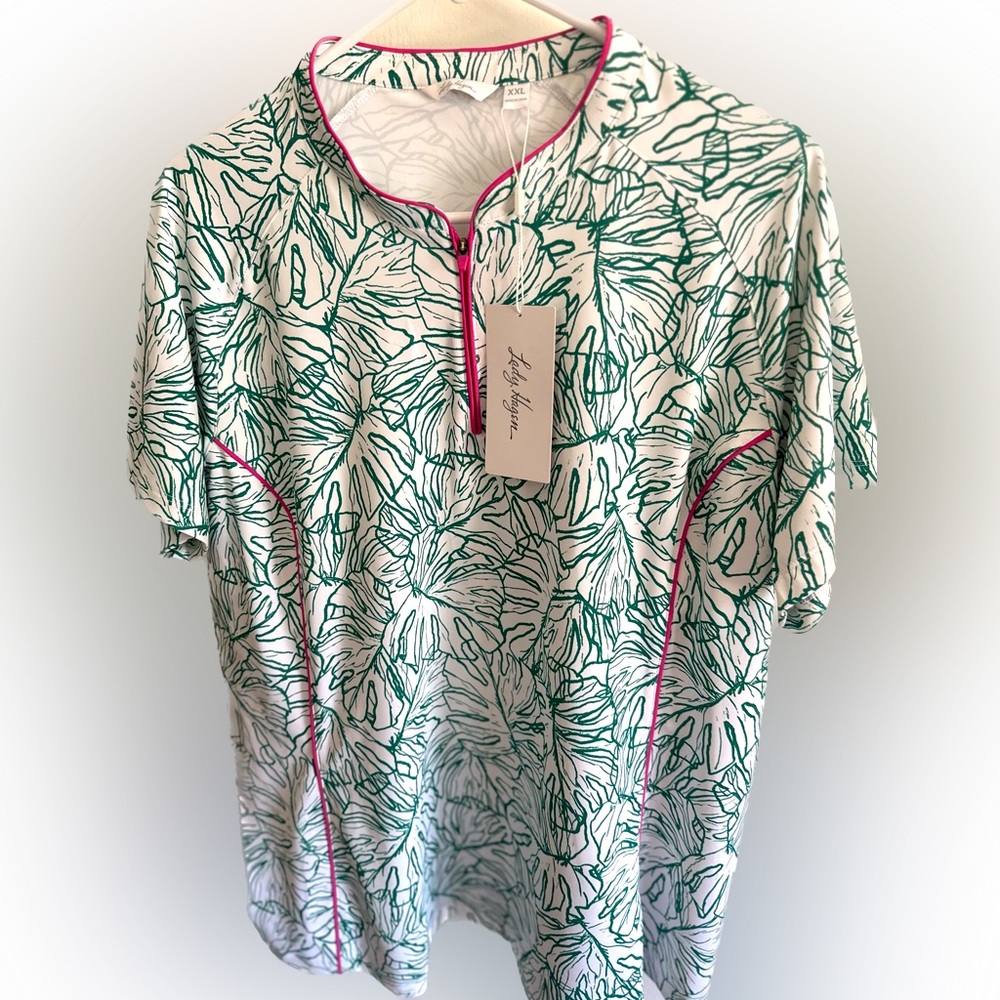 Women's Lady Hagen Tropical Linear Palm Golf Polo